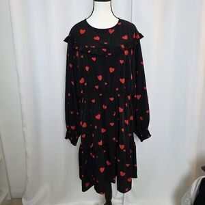 SHEIN Black Dress with Red Heart Pattern